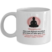 Buddhist 11 oz Coffee Mug - Happiness White Ceramic Gift