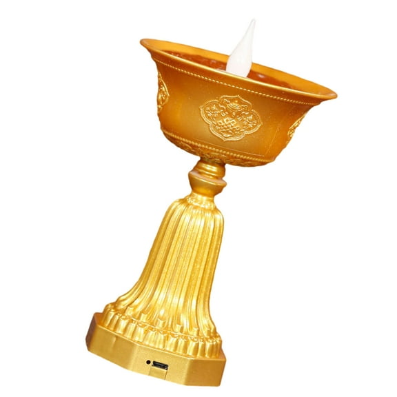 Buddhist LED Prayer Light, Simulated Butter Lamp with Warm Flickering Glowing, USB Charging for Home