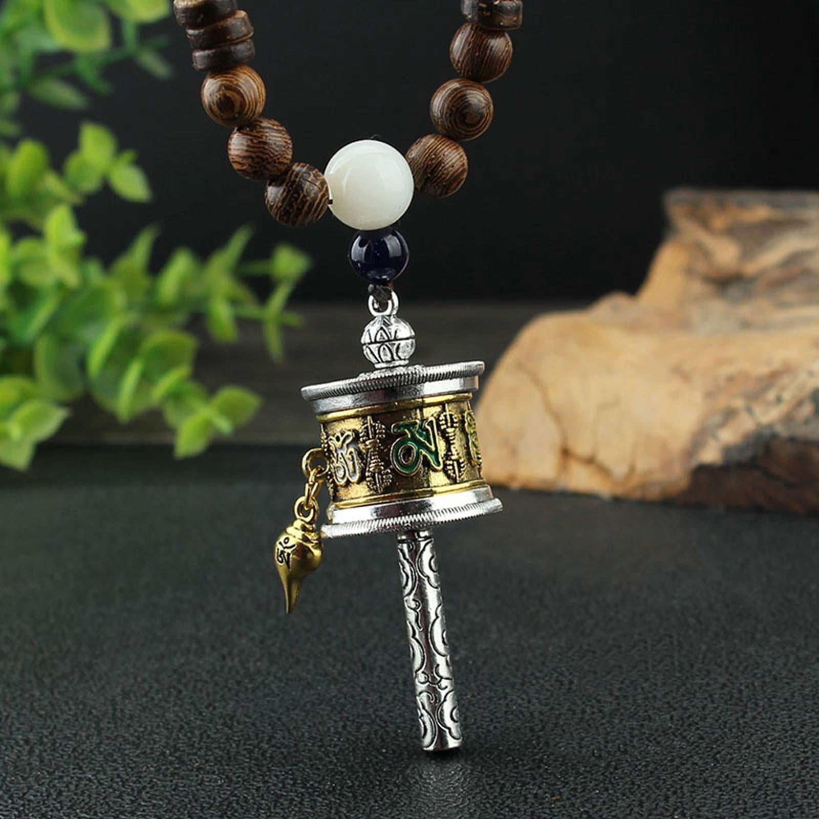 Buddhist Long Pendant Necklace, Tibet Prayer Wheel Chains