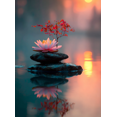 thumbnail image 1 of Buddhist Meditation Canvas Print, Lotus Zen Garden Painting, Religious Serene Wall Decor for Home Office, 1 of 8
