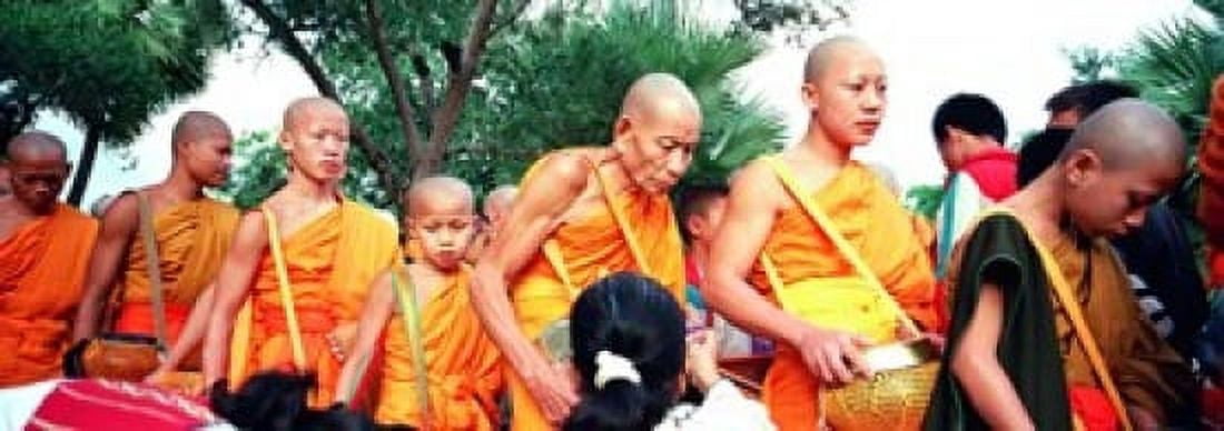 Buddhist Monks Luang Prabang Laos Canvas Art - Panoramic Images (18 x 7)
