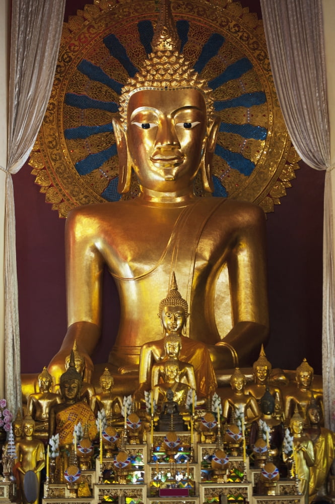 Buddhist Statue In Wat Phra Singh Temple Chiang Mai Thailand Canvas Art - Keith Levit Design Pics (24 x 38)