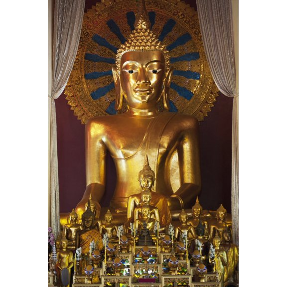 Buddhist Statue In Wat Phra Singh Temple Chiang Mai Thailand Canvas Art - Keith Levit Design Pics (24 x 38)