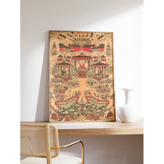 Buddhist Temple Japanese Floral Poster Unframed Paper Print
