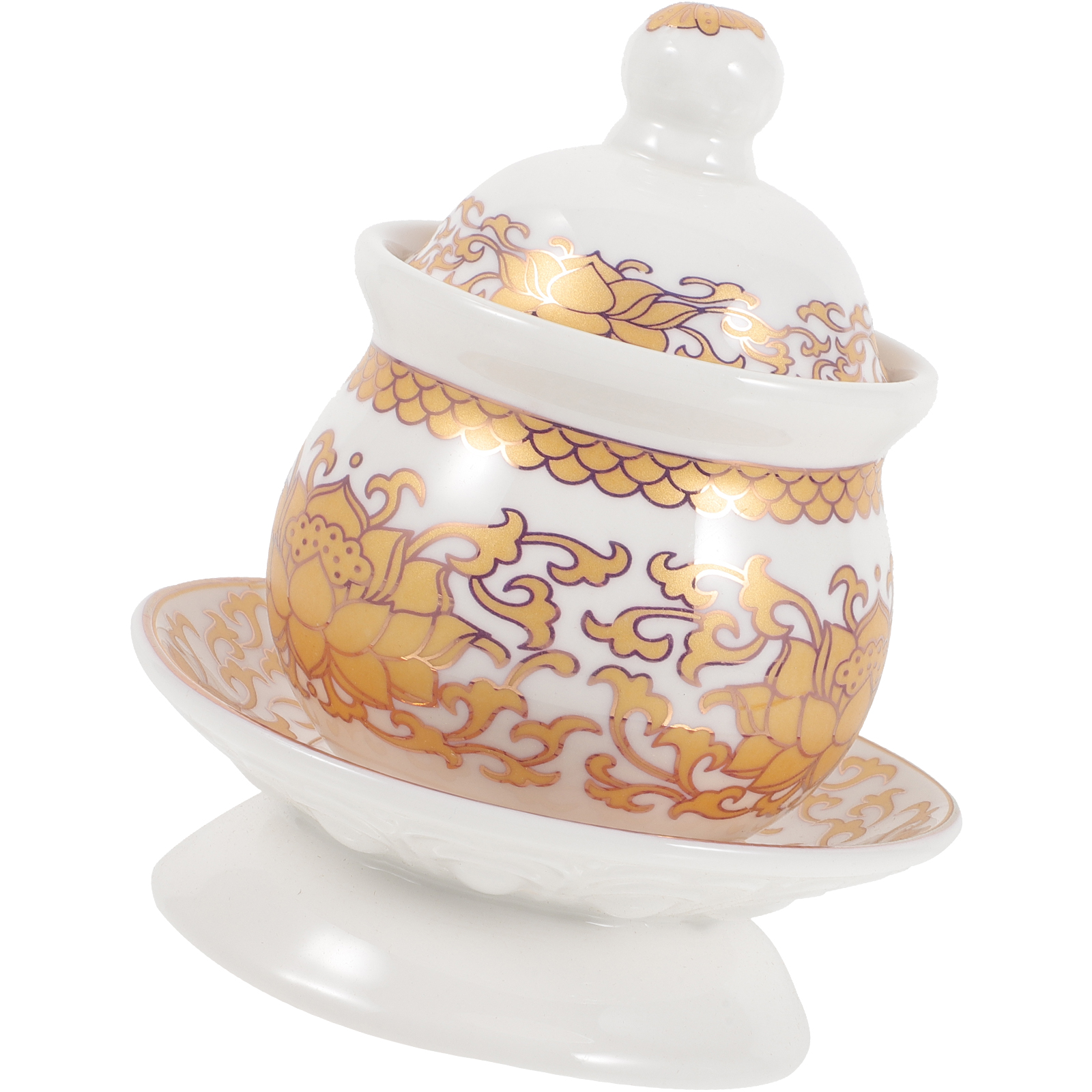 Buddhist Temple Worship Cup Teacup with Lid Sacrificial Tibetan