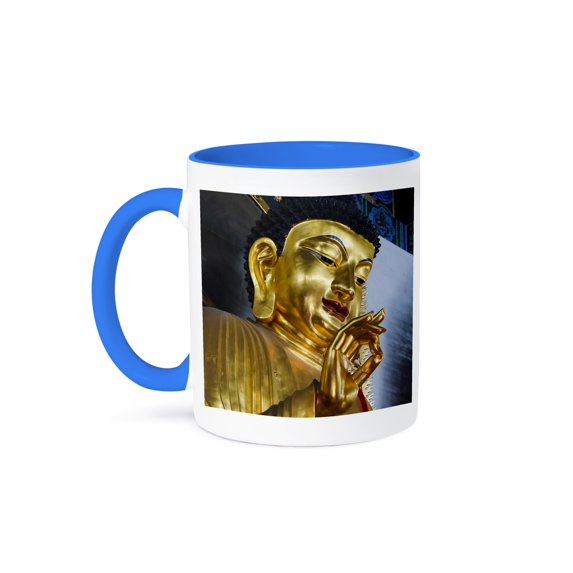 3dRose, Buddhist statue in Jinshan Temple, Zhenjiang, Jiangsu Province, China, 11oz Two-Tone Blue Mug