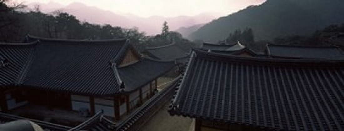 Buddhist temple with mountain range in the background Kayasan Mountains Haeinsa Temple Gyeongsang Province South Korea Canvas Art - Panoramic Images (15 x 6)