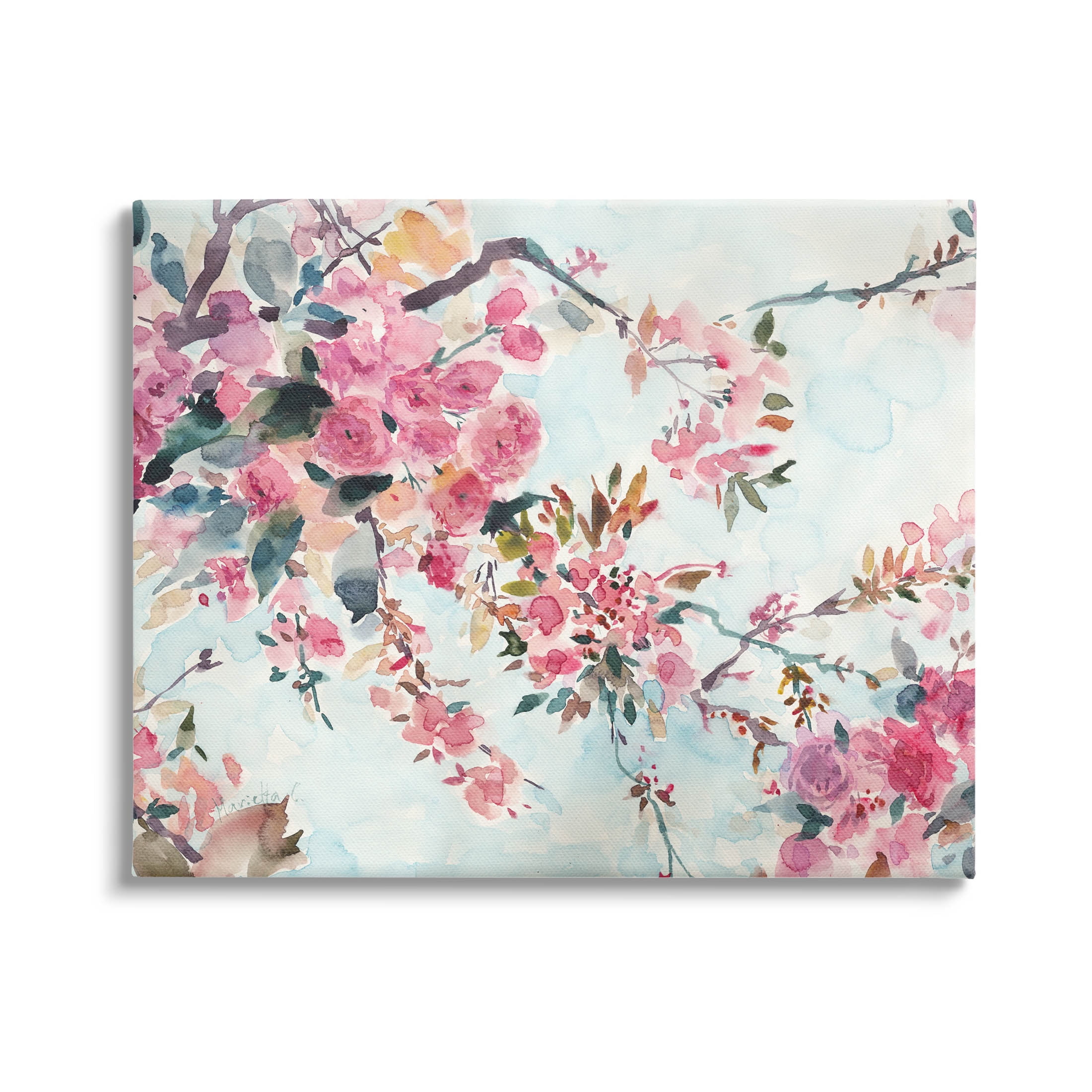 Budding Cherry Blossoms Nature Botanical & Floral Graphic Art Gallery Wrapped Canvas Print Wall Art