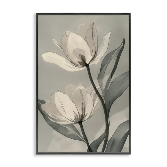 Stupell Industries Budding Monochrome Magnolias Black Framed Giclee Art, design by Annabelle Hall, 30 x 20