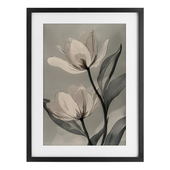 Stupell Industries Budding Monochrome Magnolias Black Framed Print Under Glass, design by Annabelle Hall, 23 x 17