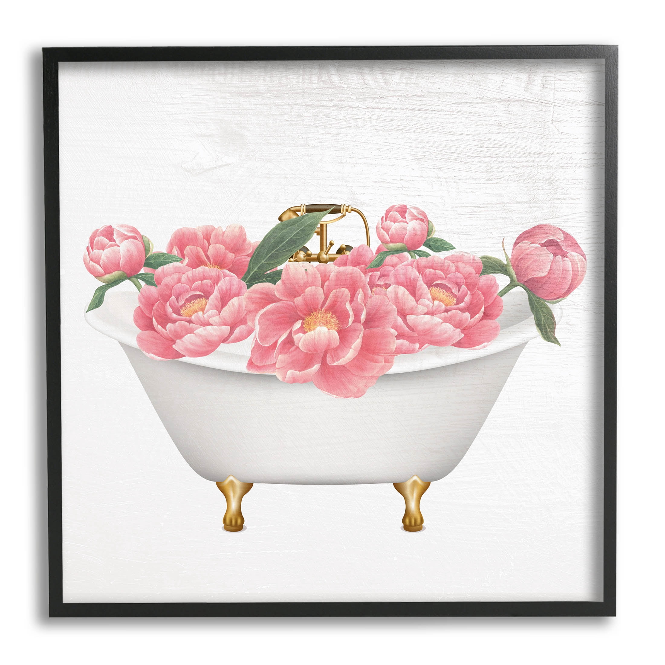 Budding Peony Vintage Tub Botanical & Floral Graphic Art Black Framed Art Print Wall Art