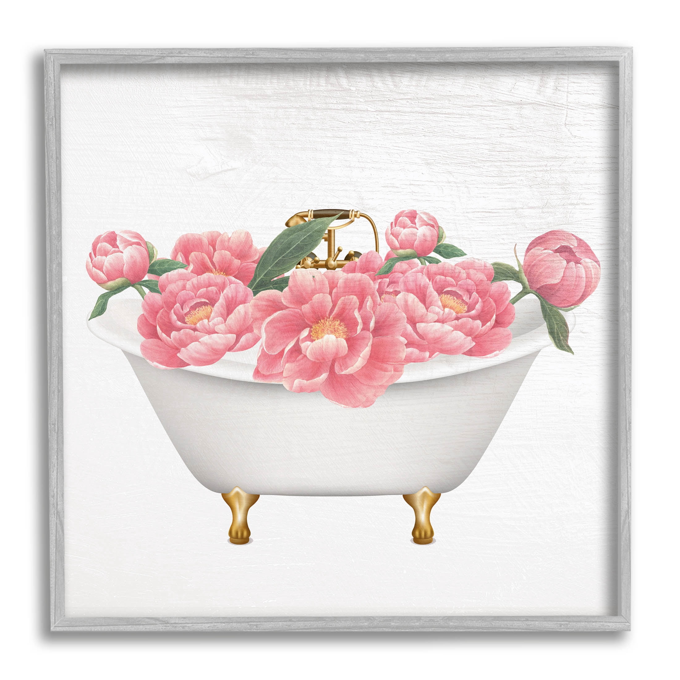 Budding Peony Vintage Tub Botanical & Floral Graphic Art Gray Framed Art Print Wall Art
