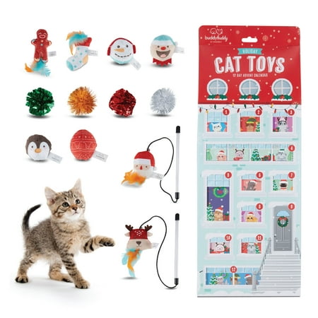 product image of Buddy Buddy 12 Day Festive Whisker Wonderland Advent Calendar Surprise Each Day For 12 days Winter Wonderland Gift Box for Cats, with Catnip-Infused Delights, Plush Crinkle, Balls, and More