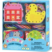 Buddy & Barney: Alphabet Lacing Cards - 52pc - 26 Lacing Picture Cards & 26 Strings, Colorful Threading Toy, DIY Learning Craft Activity, Kids Ages 3+