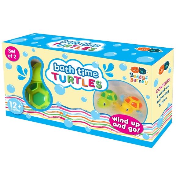 Buddy & Barney: Bath Time Turtles - 2 Wind-Up & Go Swimming Animal Toys, Float-Spin-Glide, Sensory Exploration, Water & Tub Play, Kids & Toddlers 1+