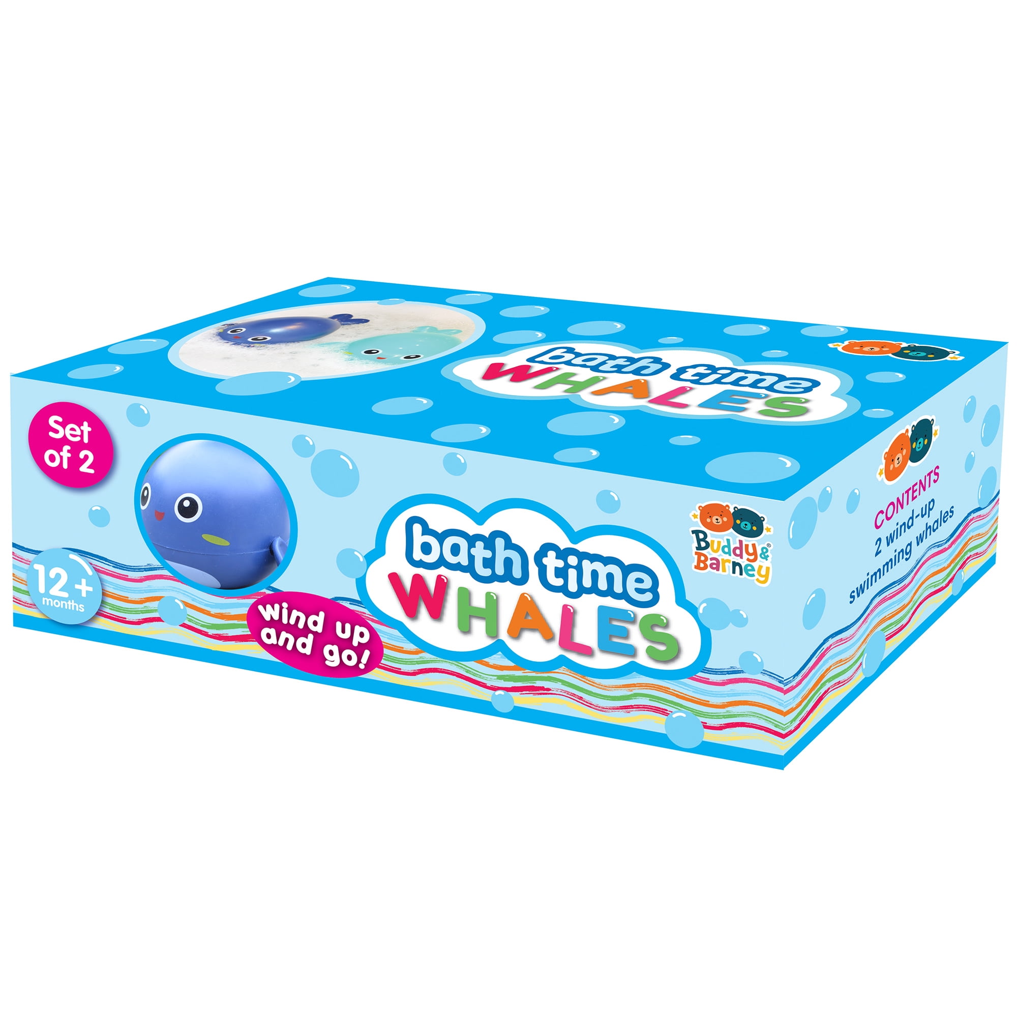 Buddy & Barney: Bath Time Whales - 2 Wind-Up & Go Swimming Animal Toys, Float-Whirl-Swim-Spin, Sensory Exploration, Water & Tub Play, Kids-Toddlers 1+