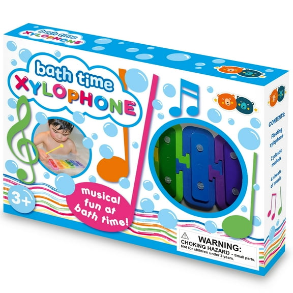 Buddy & Barney: Bath Time Xylophone - Toy Musical Instrument Playset, Nursery Rhyme Music Sheets, 2 Mallets, Water-Tub Play, Rhythm Pounding, Kids 3+