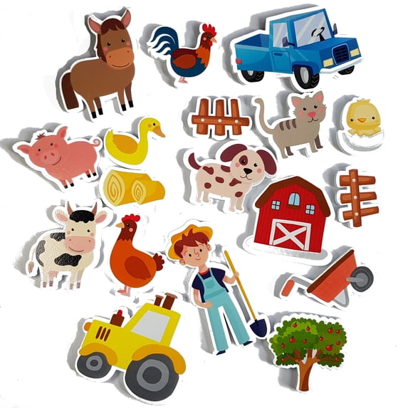Buddy & Barney: Farm Bath Time Stickers - 19 Reusable Foam Stickers, Mesh Storage Bag, Animal Scene, Fun Tub & Water Toy, Toddlers & Kids Age 3+