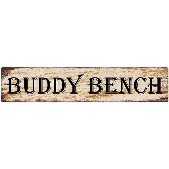 Buddy Bench Funny Metal Signs Vintage Sign Retro Tin Signs Aluminum Metal Sign for Bedroom Kitchen Garden Wall Bab Club Coffee Hanging Sign Home Decor 4x16 Inch