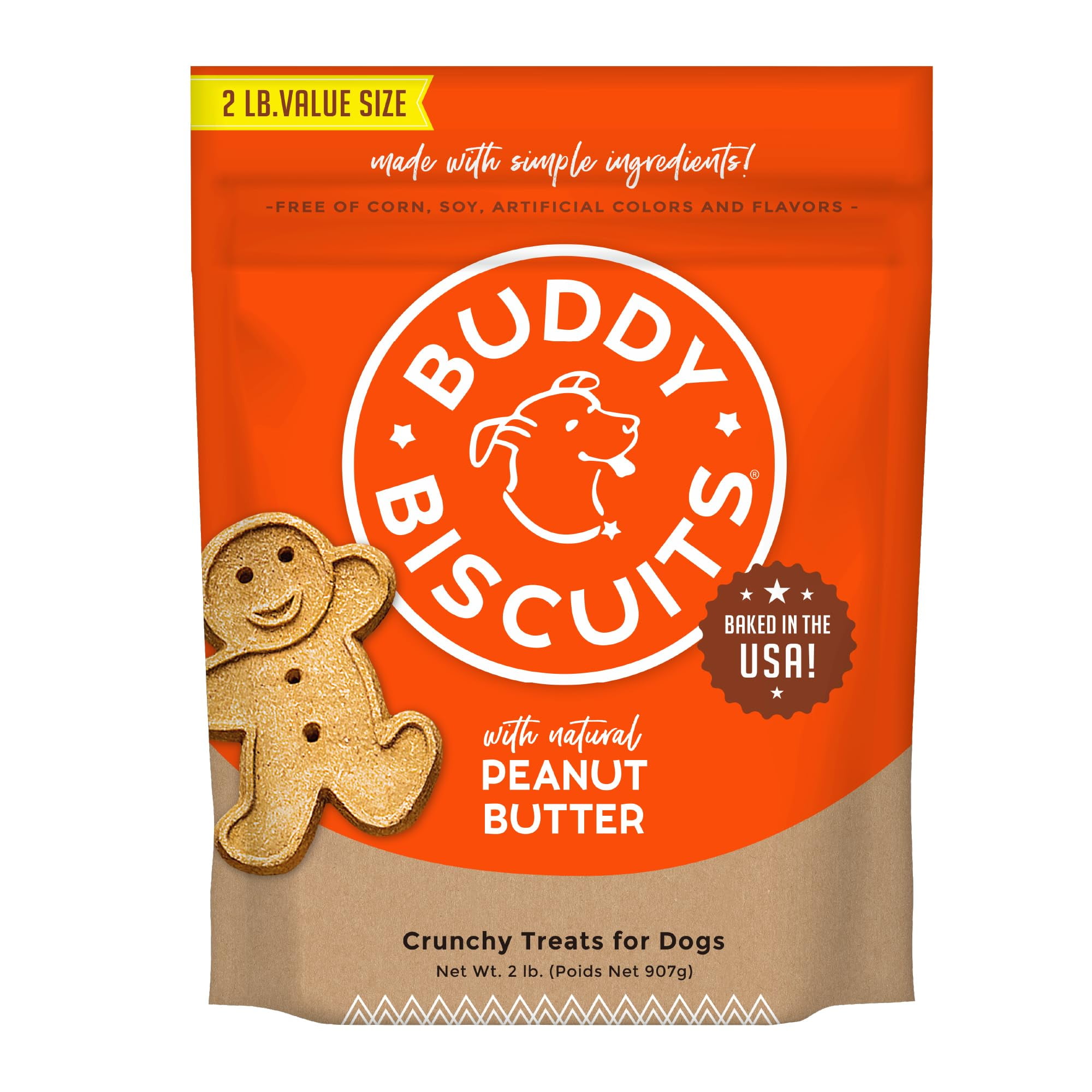 Buddy Biscuits 2 lb Bag HYZ01 of Crunchy Dog Treats, Made with Peanut