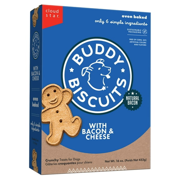 Buddy Biscuits Crunchy Dog Treats, Bacon & Cheese, 16 oz. Box