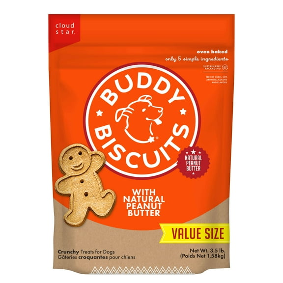 Buddy Biscuits Crunchy Dog Treats, Peanut Butter, 3.5 lbs. Bag