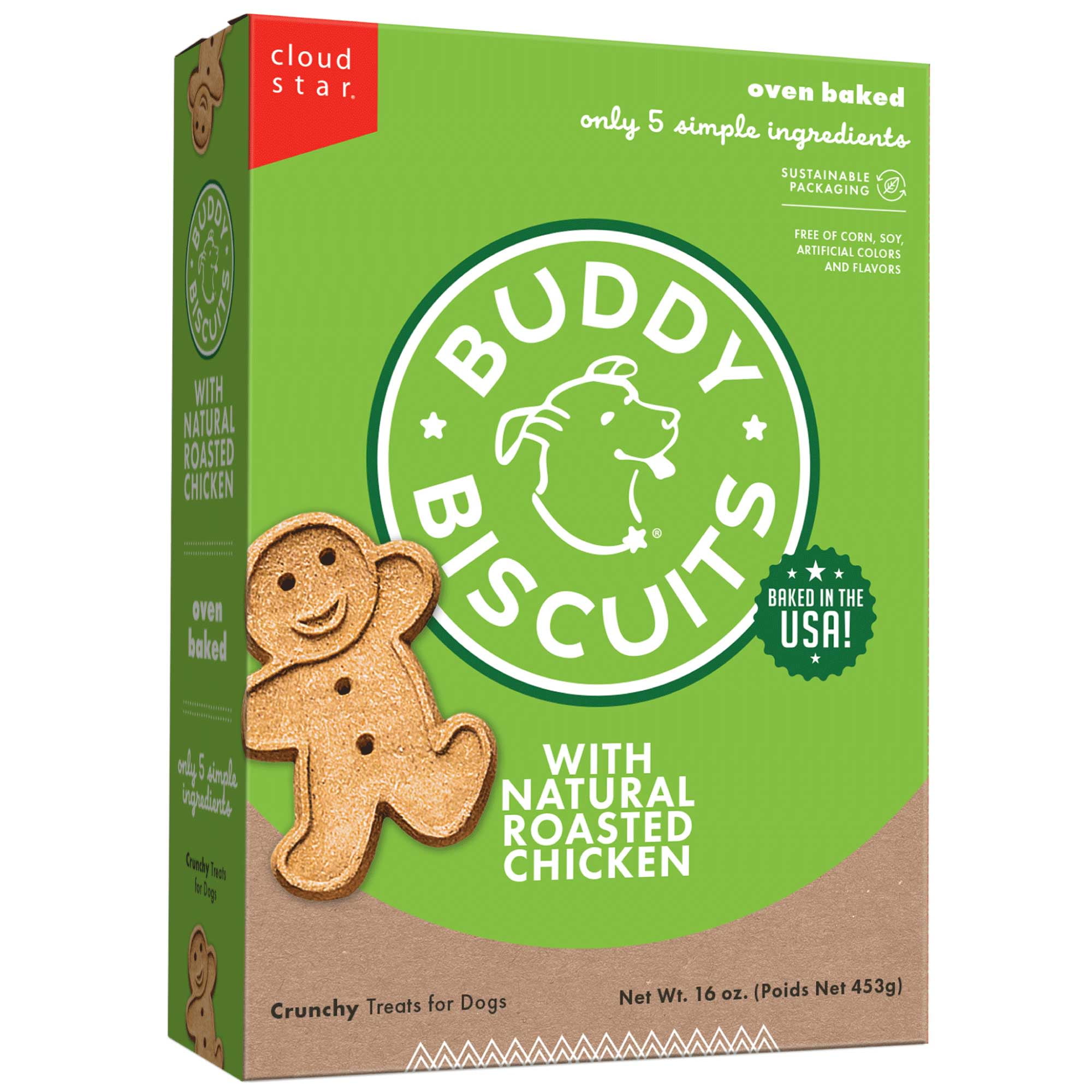 Buddy Biscuits 16 oz. Box of Whole Grain Crunchy Dog Treats Made with Natural Roasted Chicken