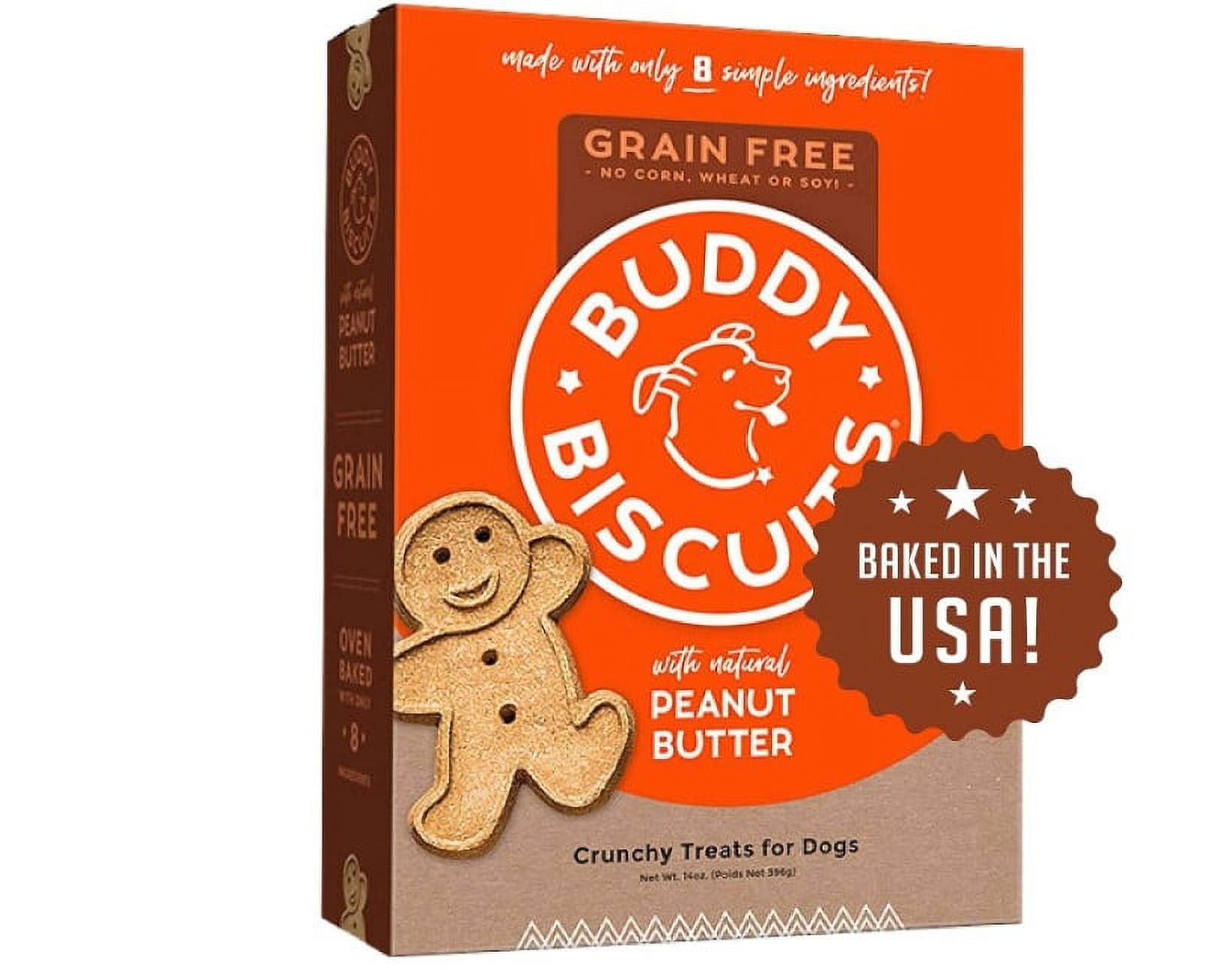 Buddy Biscuits Grain-Free Oven baked Treats with Peanut Butter Dry Dog Treats - 14 Oz. Pack Of 2