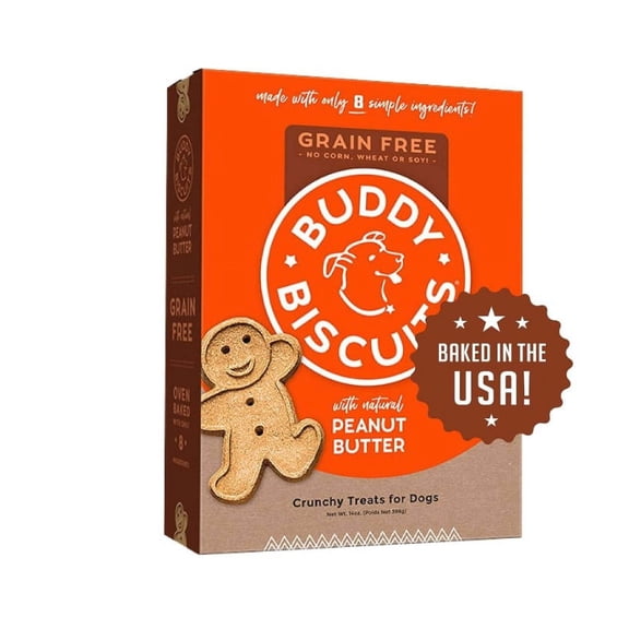 Buddy Biscuits Grain-Free Oven baked Treats with Peanut Butter Dry Dog Treats - 14 Oz. Pack Of 2
