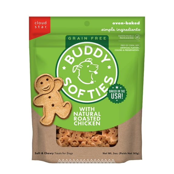 Buddy Biscuits Softies Soft & Chewy Grain Free Dog Treats, Roasted Chicken, 5 oz. Bag