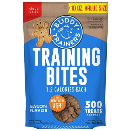 Buddy Biscuits Trainers Training Bites Soft & Chewy Dog Treats, Bacon, 10 oz. Bag