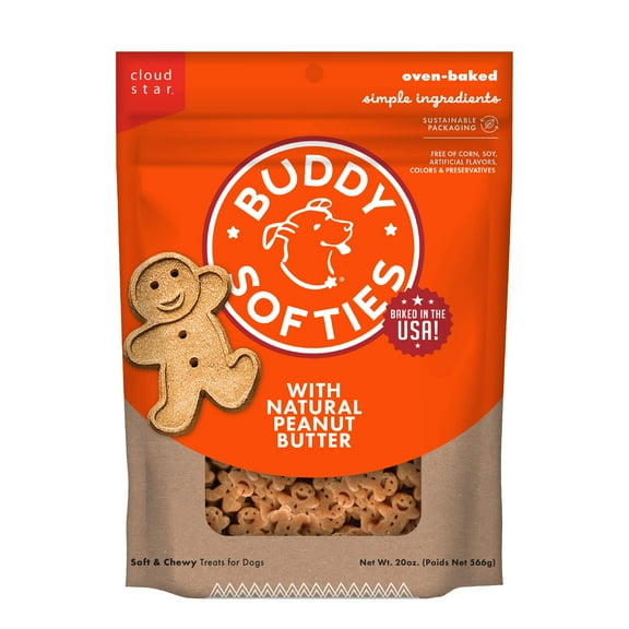 Buddy Biscuits Softies Soft & Chewy Dog Treats, Peanut Butter, 20 oz. Bag