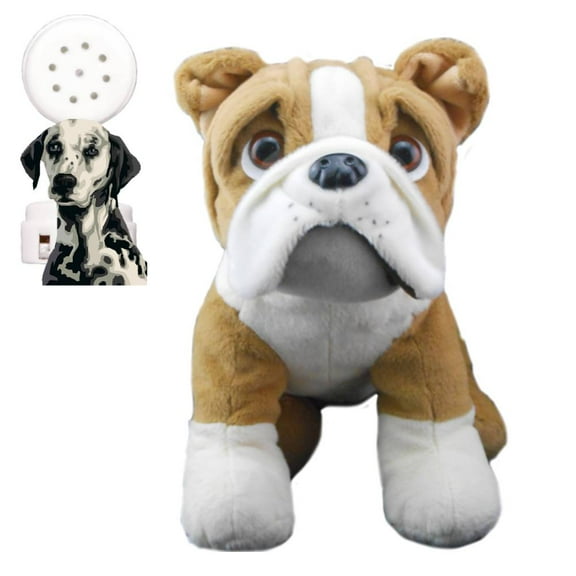 Plush Gear Buddy The Bulldog Stuffed Animal with Pre-Recorded Dog Sound, 16 Inch Dog