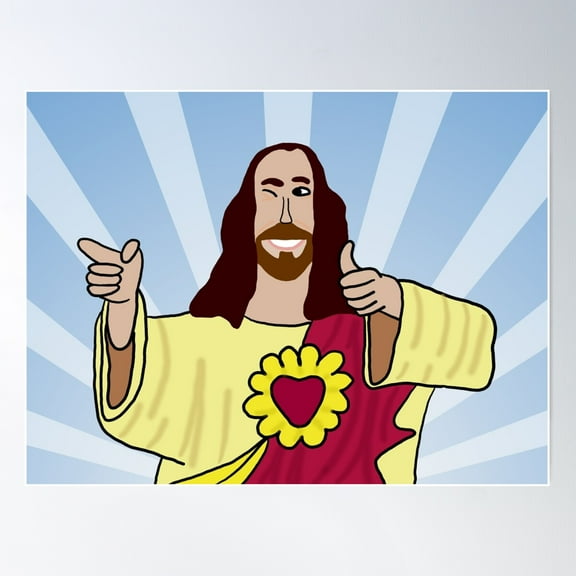 Buddy Christ Cartoon Style Poster Wall Art, Modern Wall Decor For Living Room Bedroom, 12x18 UNFRAMED