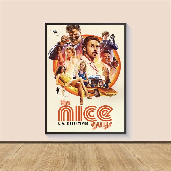 Buddy Cop Comedy Wall Art Retro Detectives Decor, Unframed Poster