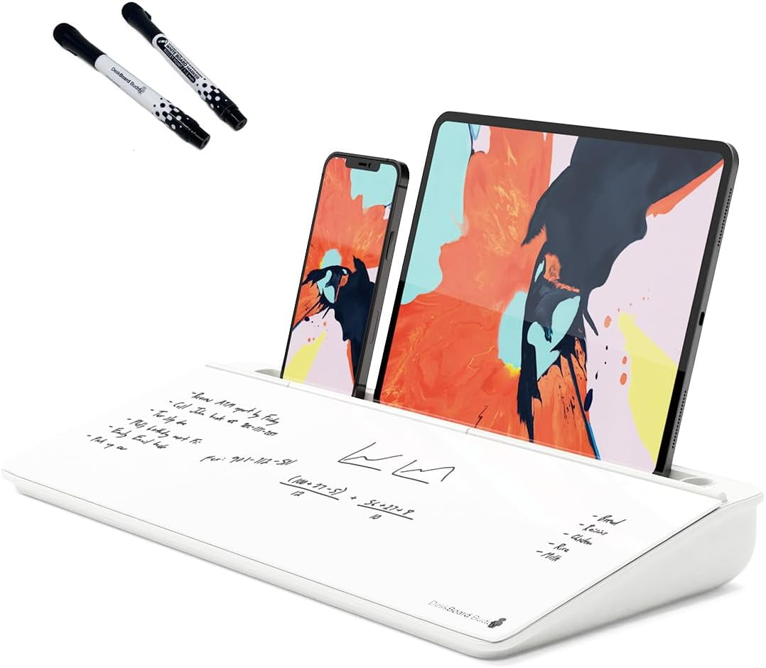 Buddy Desktop Whiteboard + 2 Markers White Desk Dry Erase Easel Board