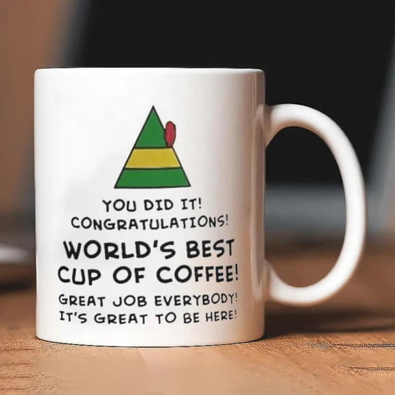 Buddy Movie World S Best Cup of Coffee 11oz Ceramic Coffee Mug 11oz White Mug with Double Side Print Ideal Friends and Colleagues Blend of Style and S