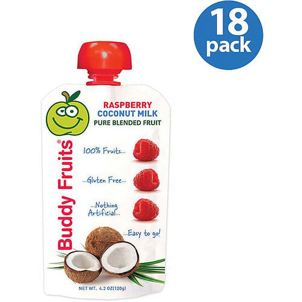 Buddy Fruits Blended Raspberry & Coconut Milk, 4.2 Oz., 18 Count