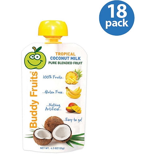 Buddy Fruits Tropical Coconut Milk Pure Blended Fruit, 4.2 Oz., 18