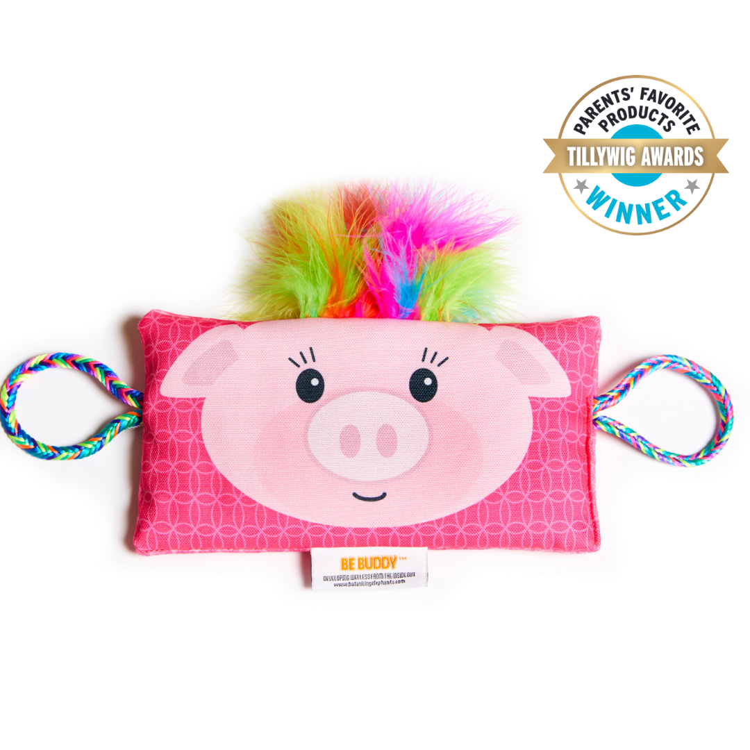 BE Buddy Multi-Sensory Weighted Stuffed Animal, Diaphragmatic Breathing Pillow & Lavender-Scented Eye Pillow for Kids | Calming Sensory Toys - Anxiety Relief, Stress Management | Pink