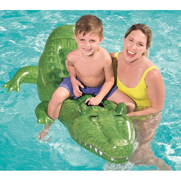 Buddy N Buddies Inflatable Crocodile Pool Float Ride-On, 60 x 28, Large Kids & Adults Swimming Pool Toy