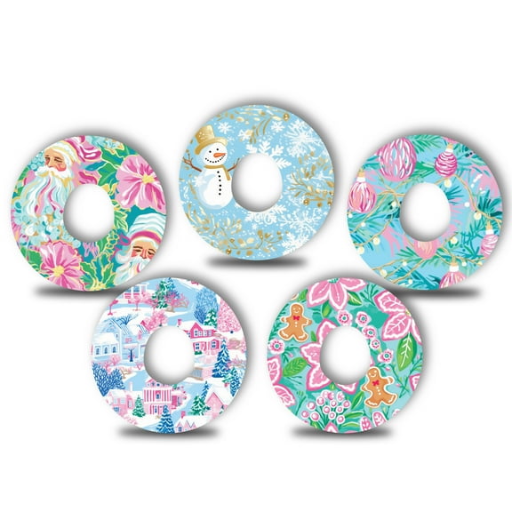 Buddy Patches - Dexcom G7 Adhesive Patches (5 Pack), Made in The USA, Waterproof CGM Sensor Tape with Split Backing (Christmas 2023)