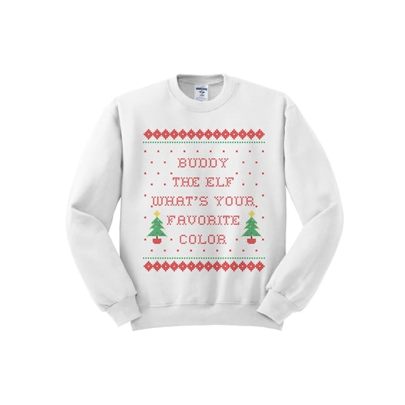 Buddy The Elf What's Your Favorite Color Christmas Sweatshirt 2X-Large White