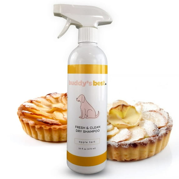 Buddy's Best Fresh & Clean Dry Shampoo for Dogs, 16 fl oz Bottle Waterless Dog Shampoo for Dog and Puppy Grooming (Apple Tart)