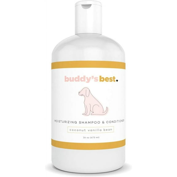 Buddy's Best Gentle Dog Shampoo and Conditioner, Oatmeal Shampoo for Dogs, Coconut Vanilla Bean, 16 fl oz