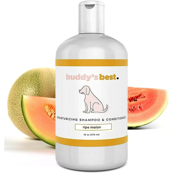 Buddy's Best Gentle Dog Shampoo and Conditioner, Oatmeal Shampoo for Dogs, Ripe Melon, 16 fl oz