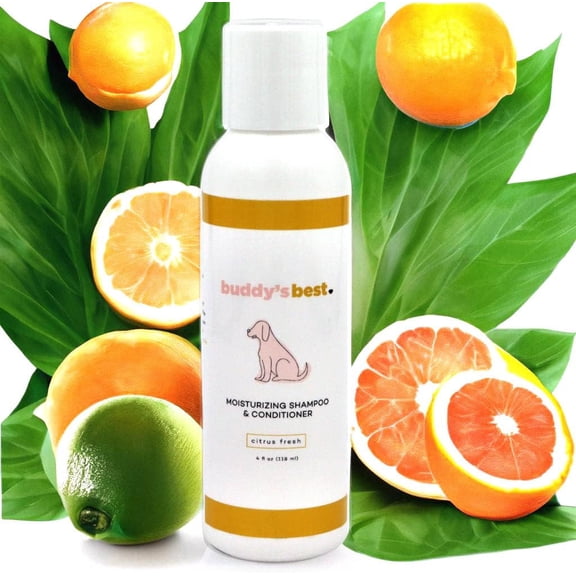 Buddys Best Travel-Size Dog Shampoo and Conditioner Moisturizing Shampoo, Citrus Fresh, 4 fl oz