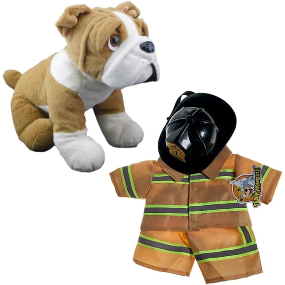 Buddy the Bulldog with 16-Inch Firefighter Uniform - Heroic Plush Toy Honoring Firefighters, Perfect for Kids' Playtime