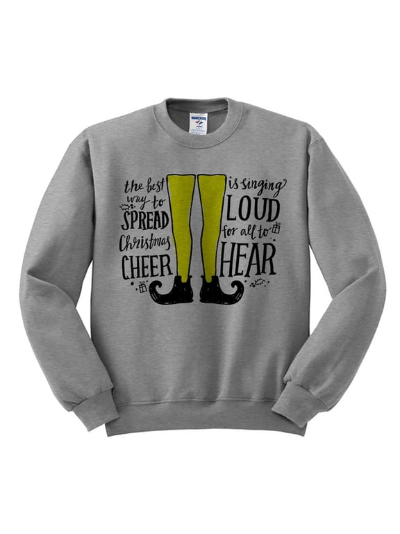 Buddy the Elf Christmas Cheer Crewneck Sweatshirt Small Grey