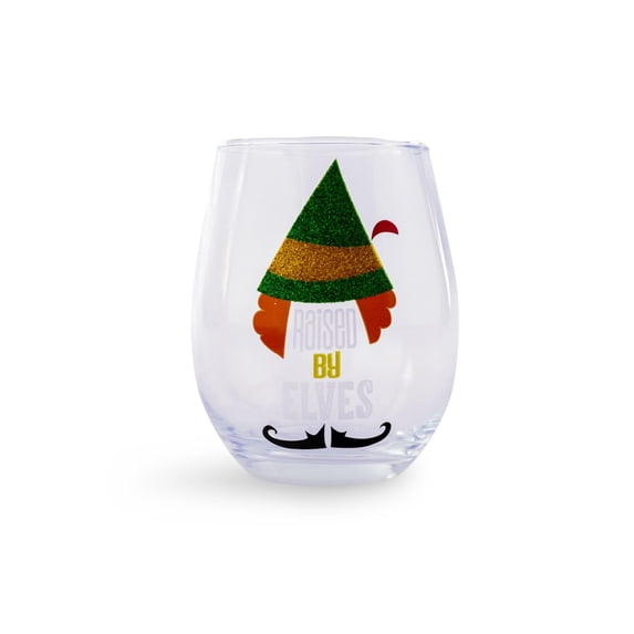 Buddy the Elf "Raised By Elves" Stemless Glitter Glass | Holds 20 Ounces